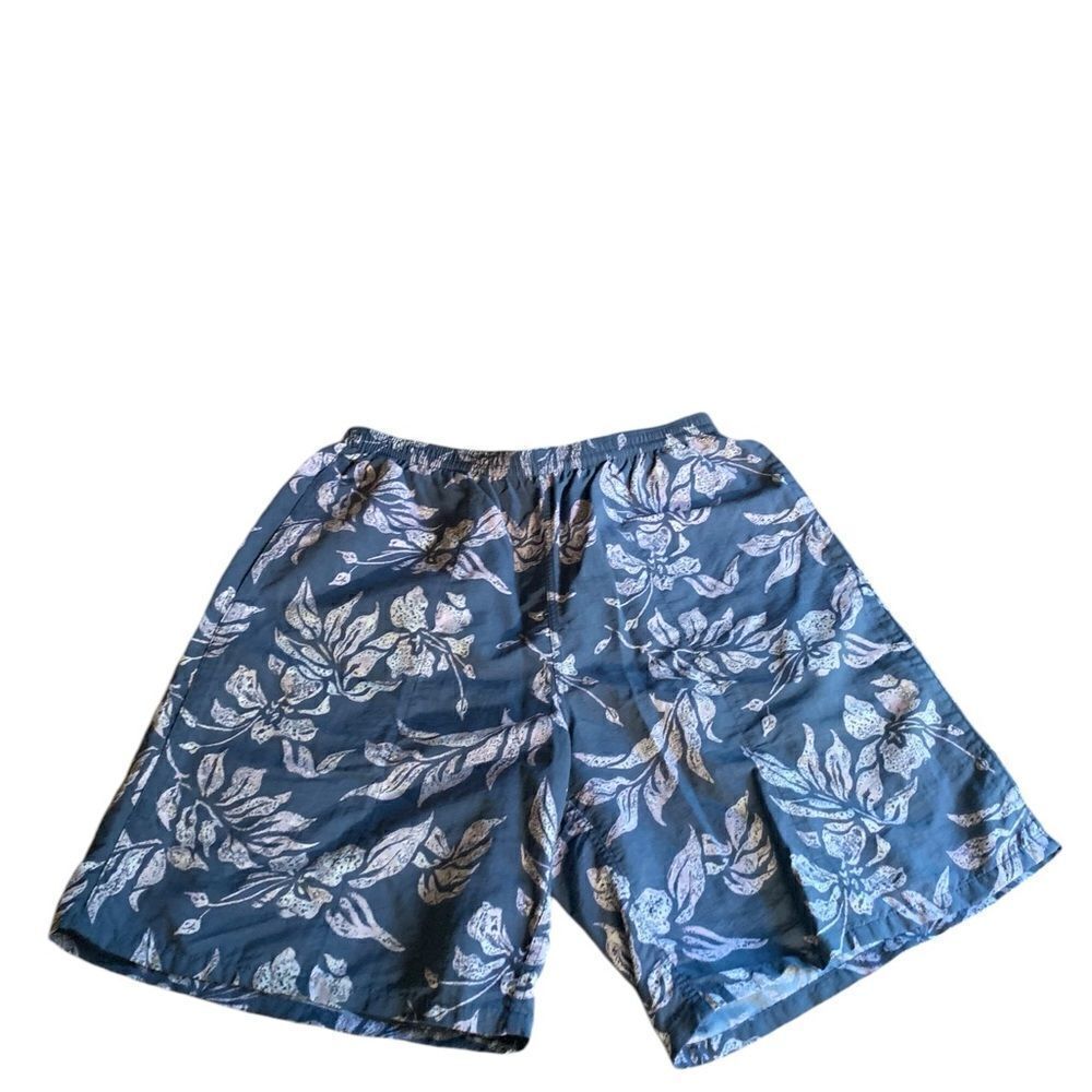 Patagonia Swim Trunks - Blue w/ Purple Leaves Size Medium